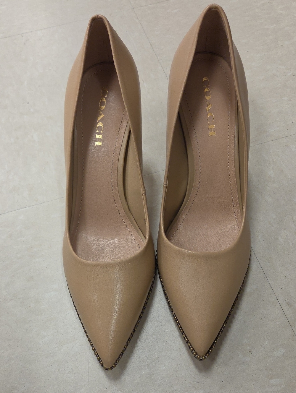 Coach Women's Nude-Tan Pointed Leather Pumps